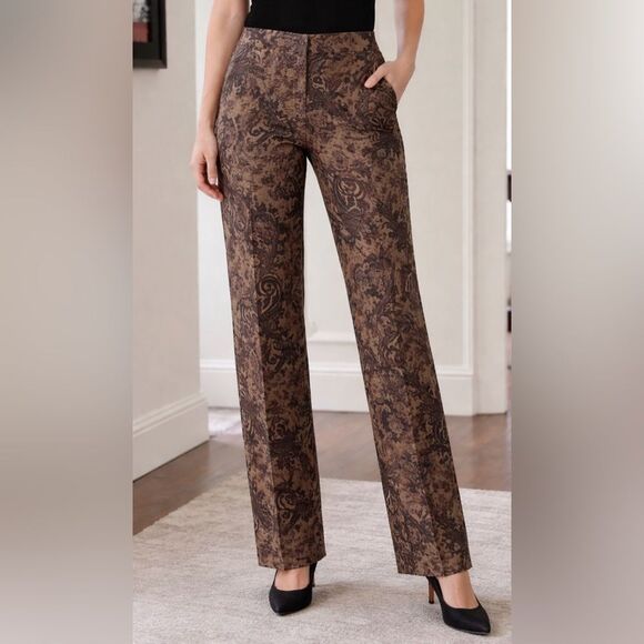 Yvonne & Marie Pants - Beautiful Brown Floral  Slacks